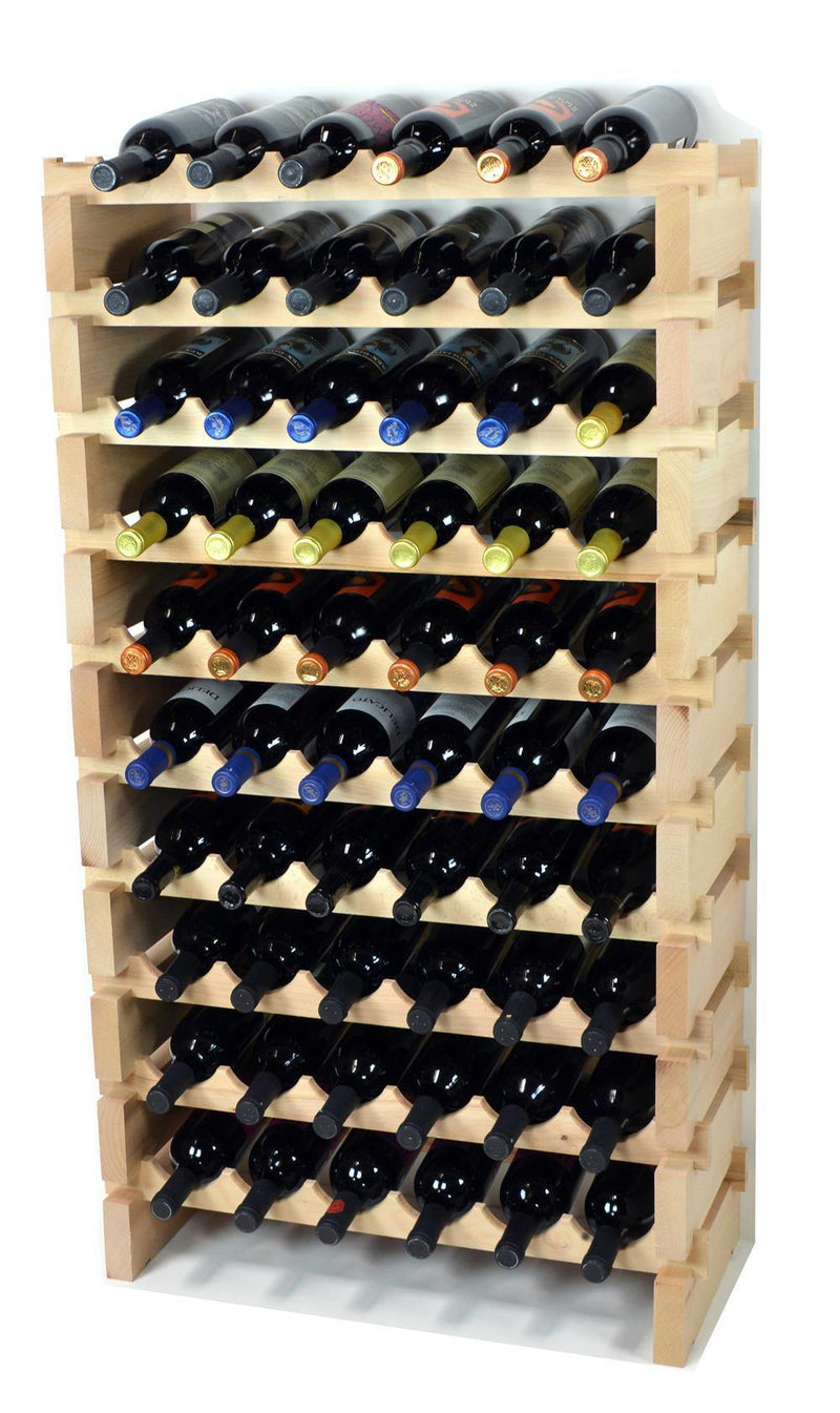 6X Bottles Beech Hardwood Modular Wine Rack Stackable (6 Bottles per Row) - sfDisplay.com