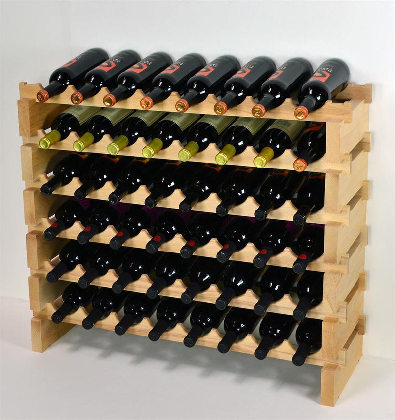 8X Bottles Pine Wood Modular Wine Rack Stackable (8 Bottles per Row) - sfDisplay.com